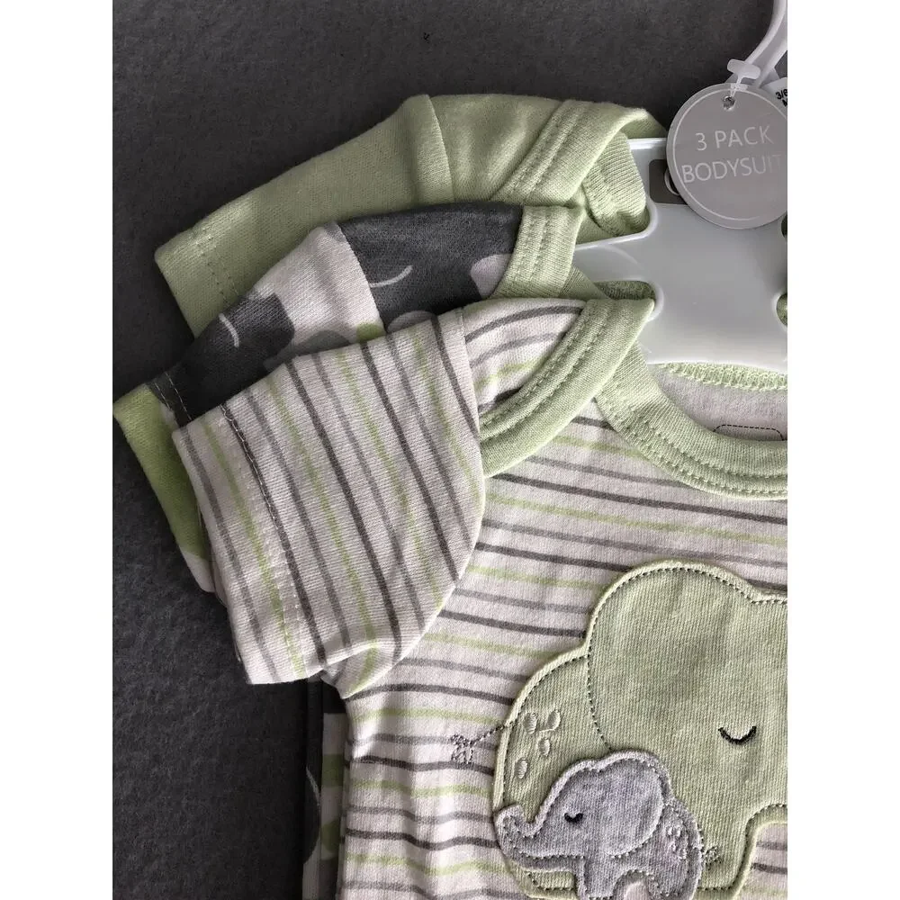 Quiltex 3-Pack Bodysuits in Green Infant 3 to 6 Months NEW